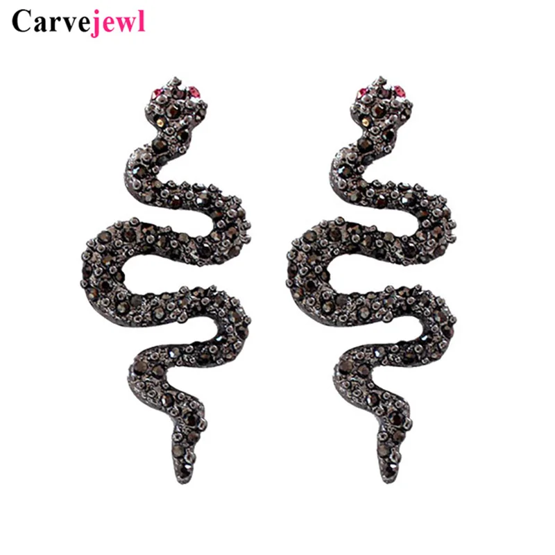 Carvejewl корейский холодный дизайн большая змея серьги гвоздики для женщин ювелирные изделия Уникальный Модный гематит покрытие религиозные Винтажные серьги