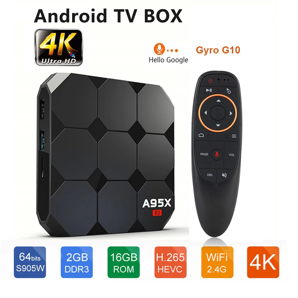 Приставка Смарт-ТВ A95X Android Amlogic S905W 2 + 16 ГБ 4K 1080P Wi-Fi 4 ГГц | Электроника