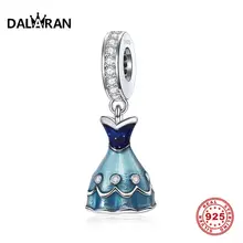 DALARAN Fit Pandora 925 очаровательный браслет голубое платье принцессы Шарм бусины из стерлингового серебра 925 DIY подарок для изготовления ювелирных изделий