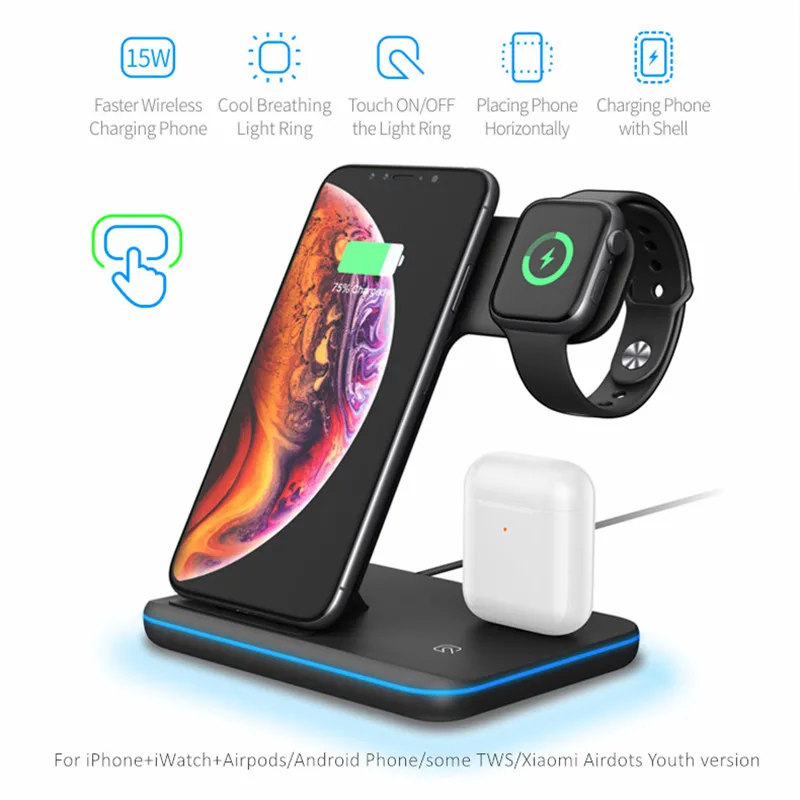 15 Вт Qi Беспроводное зарядное устройство для Xiaomi Samsung Quick Charge 3 0 быстрое док станция