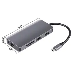 Type C USB C Hub 7 в 1 многопортовый USB 3,1 type C к HDMI USB 3,0 RJ45 SD кардридер зарядка PD адаптер конвертер для Mac
