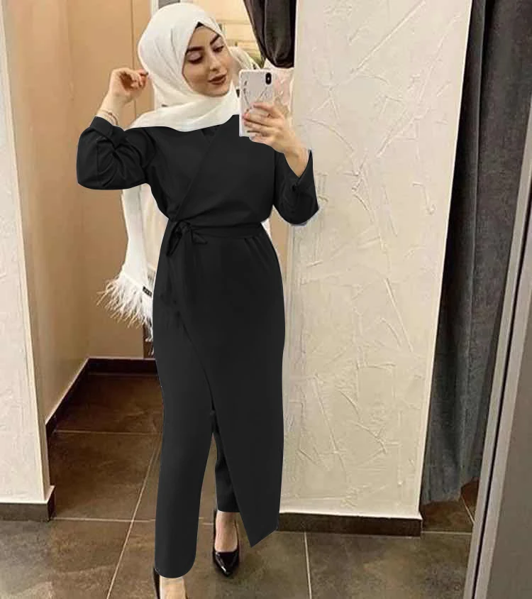 Abayas para damas Dubai Abaya Turquía musulmana conjunto mono prendas de vestir Hijab vestido traje Longue mujer Kaftan ropa islámica Jurk