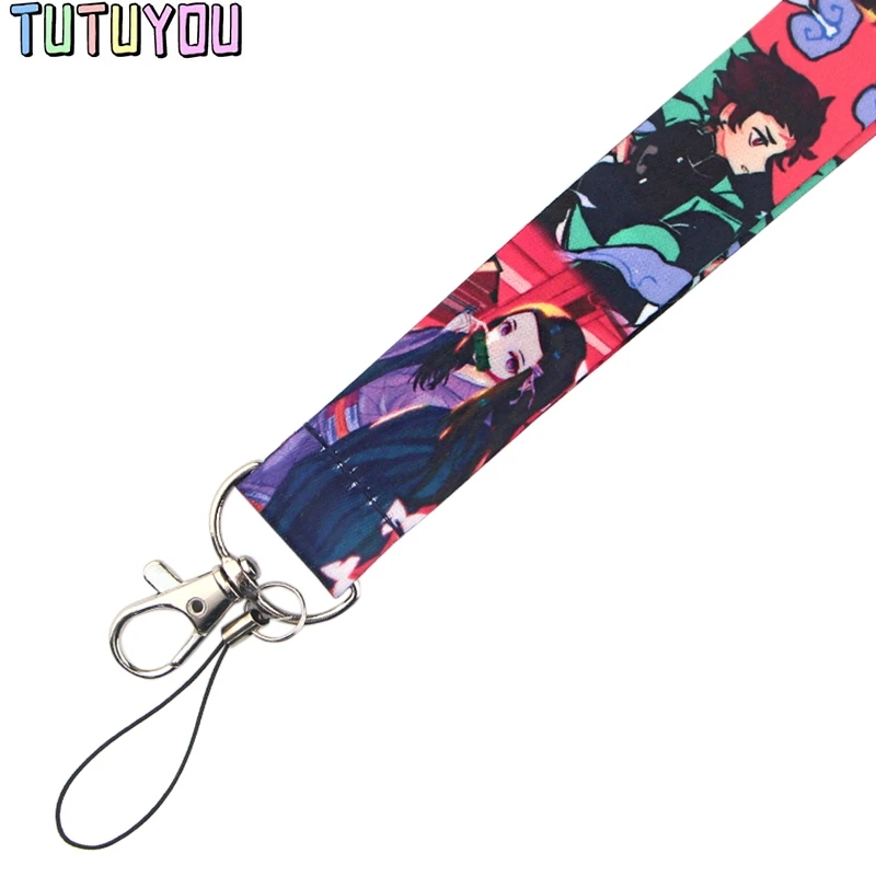 PC527 мультяшный демон убийца Kimetsu No Yaiba Lanyards ID бейдж держатель ID карты пропуск мобильный телефон ремешки бейдж держатель для ключей брелок