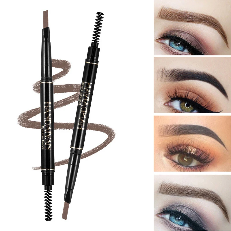 

HANDAIYAN 5 Color Double Ended Eyebrow Pencil Waterproof Long Lasting No Blooming Rotatable Triangle Eye Brow Tatoo Pen&Brush