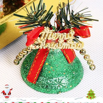 

6pcs Color Powder Plastic Bells Christmas Tree Accessories Christmas Bells Xmas Decoration Supplies FPing