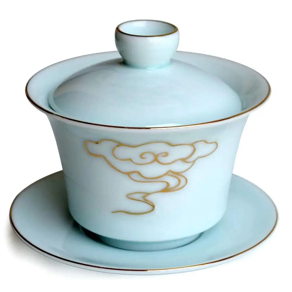 Gaiwan 200 мл супница благоприятные облака чайные чашки celadon фарфоровый Традиционный китайский чайный набор крышка чашки блюдце чашка Крышка Чаша