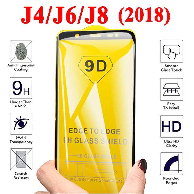 2pcs 9D protective glass on for samsung galaxy j6 2018 j4 j8 tempered j 4 6 8 screen protector sansung screenprotector | Мобильные