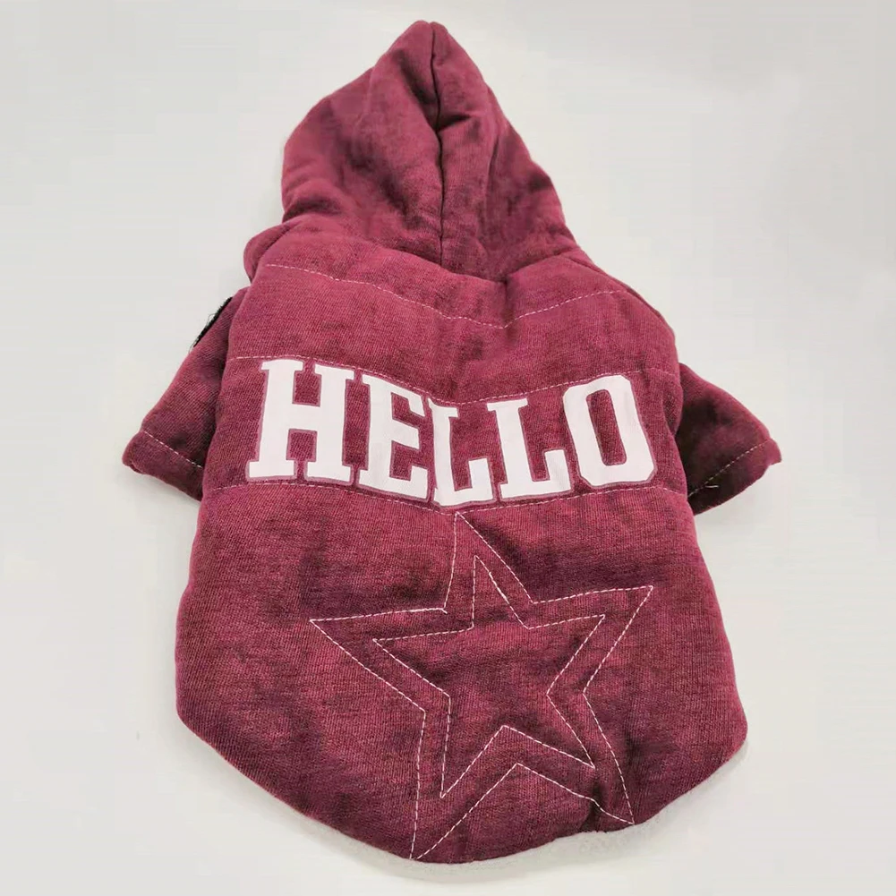 Зимняя теплая мягкая одежда для собак, щенков, с надписью «Hello», пальто, куртка, костюм с капюшоном
