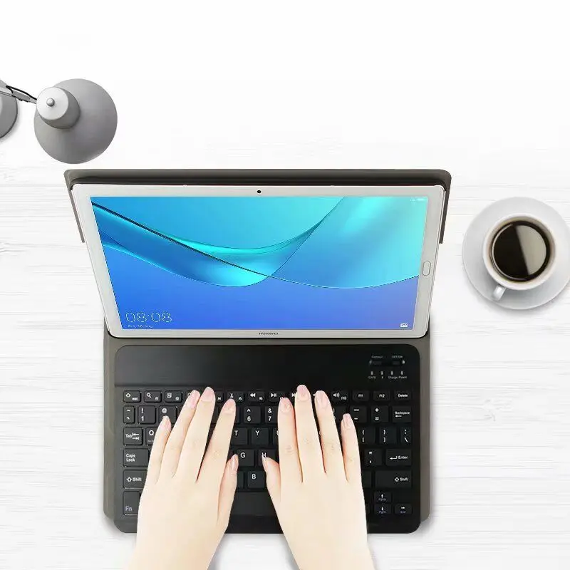 Чехол подставка из искусственной кожи со съемной Bluetooth клавиатурой для Huawei MediaPad M5