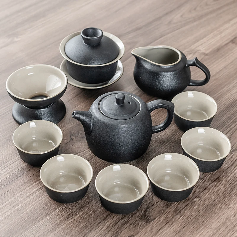 Chinese Black Crockery Ceramic Teapot Tea Cup Chinese Kung Fu Tea Sets Drinkware Ceremony