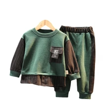 Vêtements de printemps automne en coton pour bébés garçons et filles, t shirt rayé et pantalon, Costume pour nourrissons, survêtement décontracté, 2 pièces/ensembles