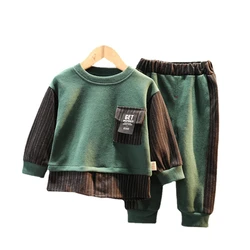 Vêtements de printemps automne en coton pour bébés garçons et filles, t shirt rayé et pantalon, Costume pour nourrissons, survêtement décontracté, 2 pièces/ensembles 