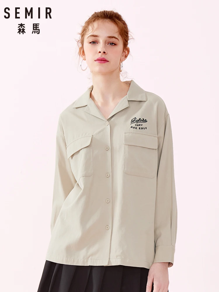 

Semir Jacket women retro tooling 2019 spring and autumn new loose thin jacket student wind embroidery handsome bf wind