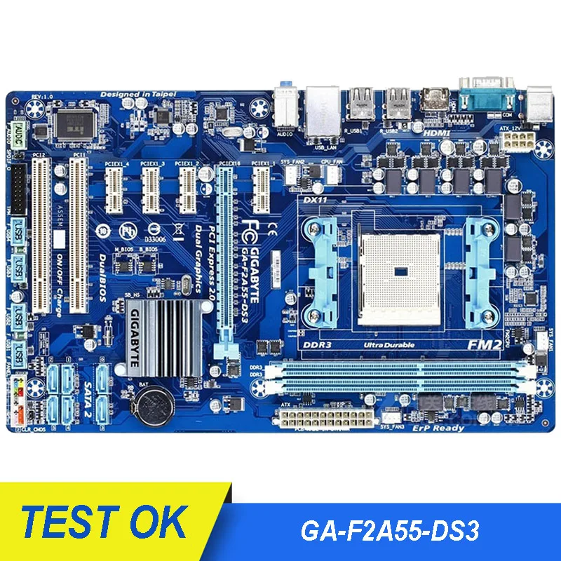 For GIGABYTE GA F2A55 DS3 Desktop Motherboard A55 Socket FM2 For AMD