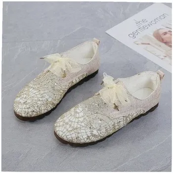 

2020 spring and autumn new mesh women's shoes breathable soft bottom lace large size flat casual shoes