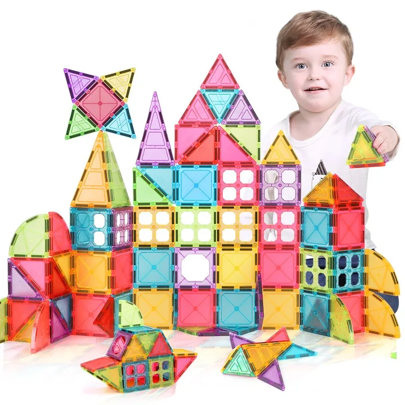 

130PCS Big Size Tile Magnetic Constructor Designer Magnet Building Blocks 3D Magnetic Block Building Toy For Children Bricks CE