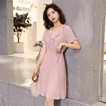 

Sexy Spaghetti Strap Summer Dress Women A-line Hot Pink Female Pleated Midi Dress Casual Office Ladies Party Dresses