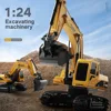 1:24 RC Car Excavator Radio Controlled Cars Tractor Model Engineering Vehicle Digging Soil Truck Sound Toys For Boys Kids Gifts 2