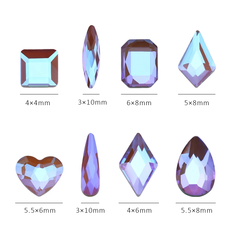 네일 모양 드릴 라인석 부품, 크리스탈 드롭 마름모 화살표, 다채로운 플랫백 스톤, 3D 보석 네일 아트 장식, 50 개, 100 개