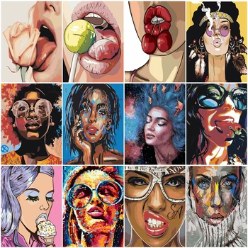 

HUACAN Paint By Number Girl Drawing On Canvas Gift DIY Pictures By Numbers Portrait Kits Hand Painted Painting Art Home Decor