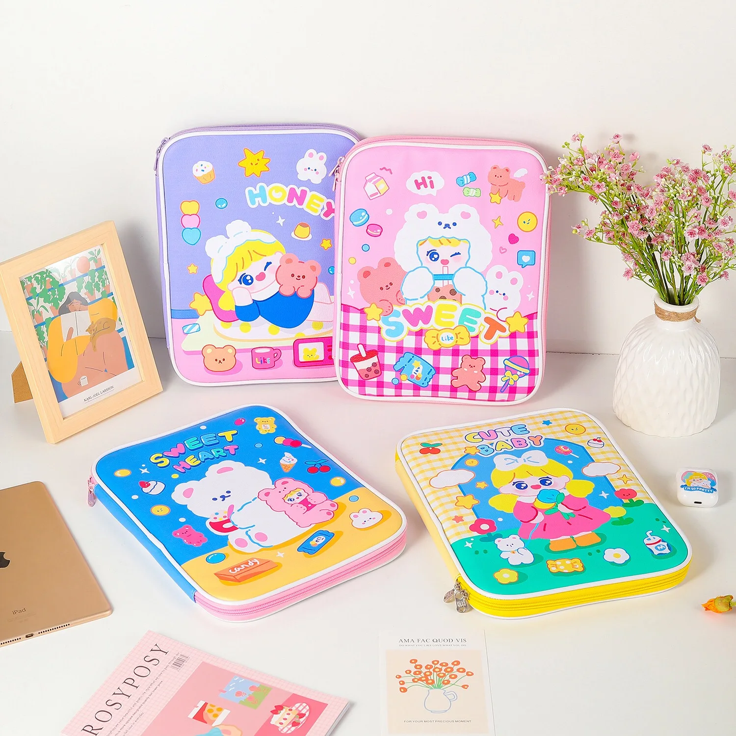 Bentoy Milkjoy 10.2 10.5 11inch Mac ipad Case Soft Shockproof Pen Pocket Holder Cute Korea Fashion iPad Bags For Travel Business |