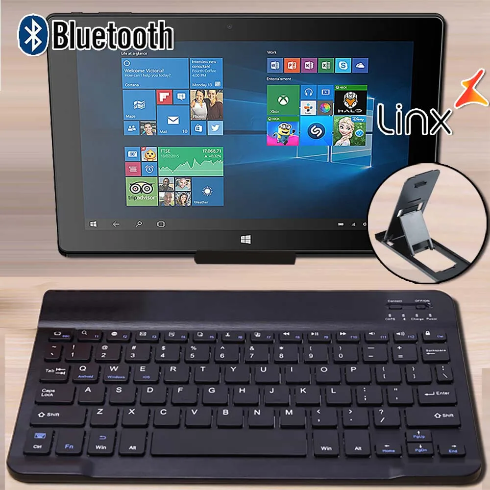 

Slim Wireless Bluetooth Keyboard Portable Keyboard for Linx 10/1010B/1020/10V32/10V64/Versare 10 Inch Tablet Keyboard+Bracket