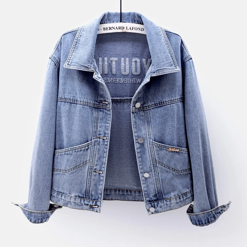 women's spring jackets 2021 Denim Jackets Casual Short solid casual blue Cowboy jackets autumn Hole loose jean coats female