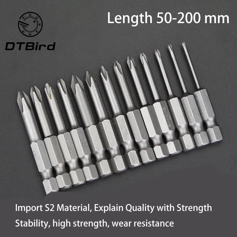 Imported S2 cross material screwdriver batch head set pneumatic screwdriver electric batch head lengthening air batch mouth