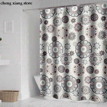 

bathroom Geometric Flower Printed Waterproof Polyester Shower Curtain Elegant Polyester Mildew proof Shower Curtains