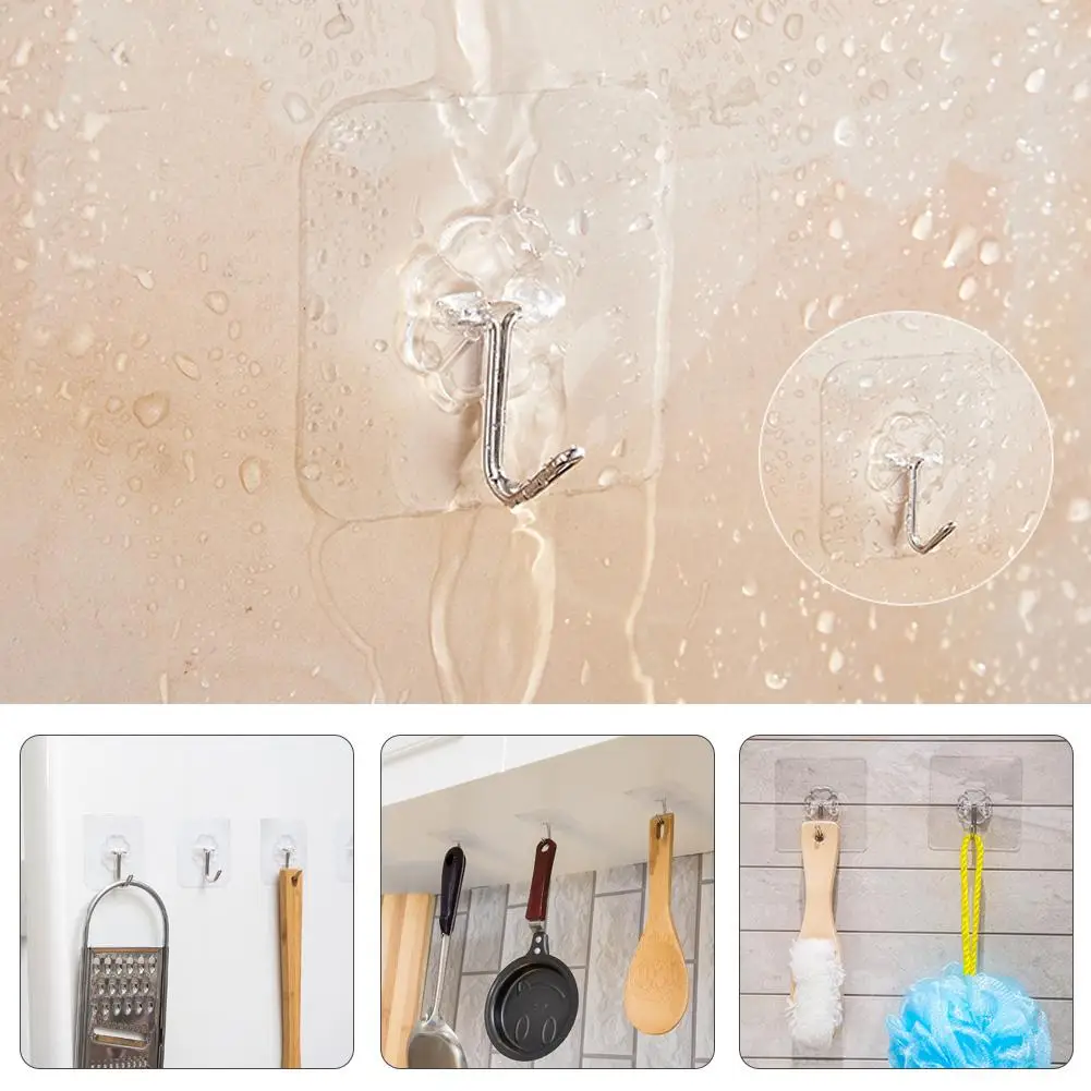 6 Pcs Strong Self Adhesive Sucker Door Wall Hangers Towel Mop Handbag Holder Hooks Kitchen Bathroom Accessories | Дом и сад