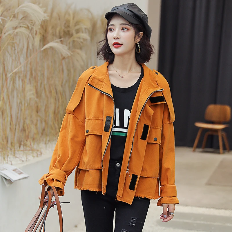 Женские пальто и куртки осеннее пальто с длинными рукавами верхняя одежда повседневные однотонные свободные куртки для женщин Женская негабаритная ветровка