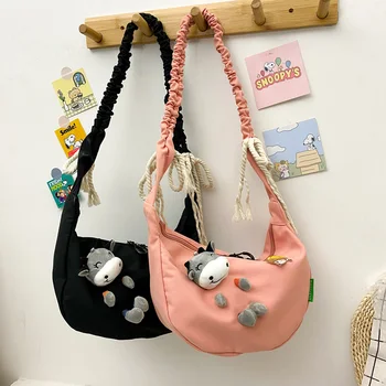 

Fresh Shoulder Bag Wide Shoulder Straps Messenger Bag for Women Rural style Waterproof Oxford Hobos Sweet Leisure Bags for Girls