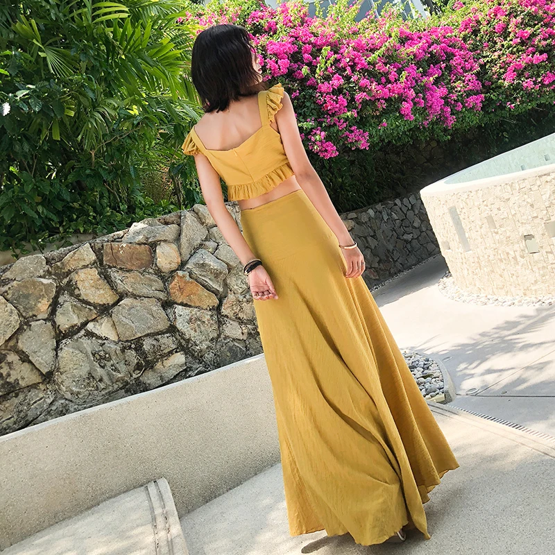 Женский комплект из двух предметов привлекательный летний костюм женская одежда