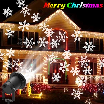 

Christmas Snow Laser Projector Lamps Moving Snowfall Lamp Snowflake LED Stage Lights For Garden Wedding Xmas Party Lights