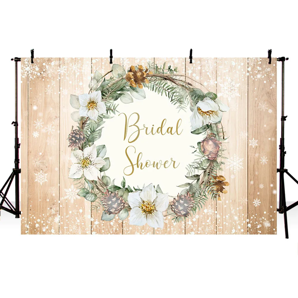 Avezano Wedding Bridal Shower Background For Photography Winter Snowflake Wood Flower Wreath Backdrop Photo Studio Photobooth Aliexpress Consumer Electronics