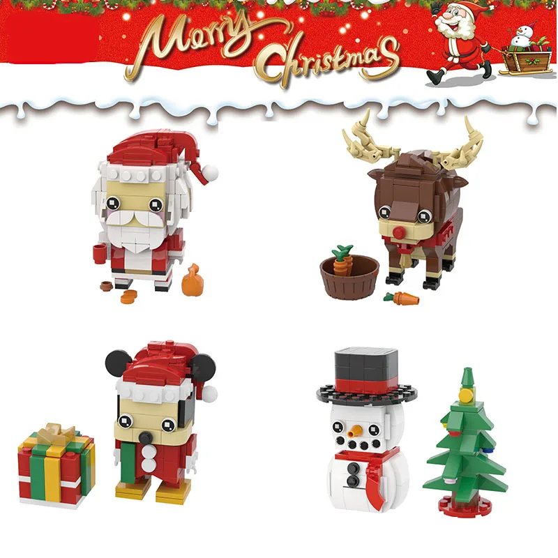 

1pc Christmas Snowman Elk Santa Claus NEW brickheadz Building Block Bricks Toys