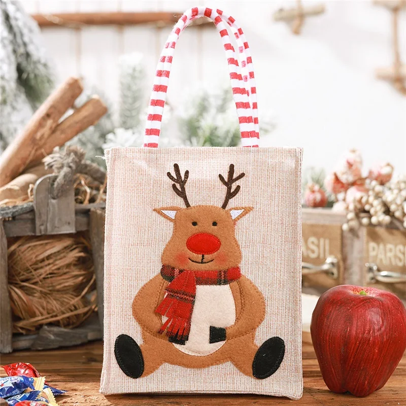 WBBOOMING, Рождественская Подарочная сумка для конфет, льняная, Санта Клаус, снеговик, лось, печенье, упаковка, вечерние сумки, сумки для хранения с Рождеством