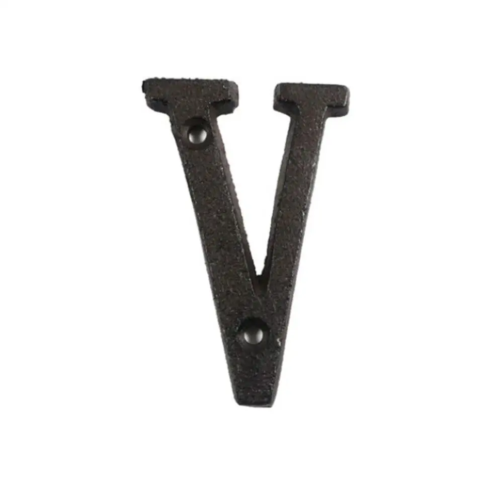 V A to Z Metal Alphabet Letter Wrought Iron Letters Symbols Sign for Office Room House Door Address Signs Metal Door Plates - Цвет: V
