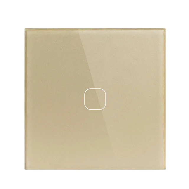 UNKAS Crystal Glass Panel Electric Switch Only Touch Function EU/UK Standard Touch Switch 1 Gang/2 Gang 1 Way Light Wall Switch - Цвет: 1 Gang 1 Way Gold