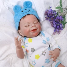 Fashion Reborn Baby Doll With Blue Hat Realistic Lifelike Adorable 17