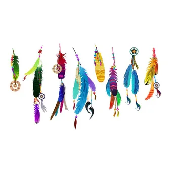 

Feathers Wall Stickers Colorful Dreamcatcher Living Room Bedroom Wall Stickers for Home (Assorted Color)