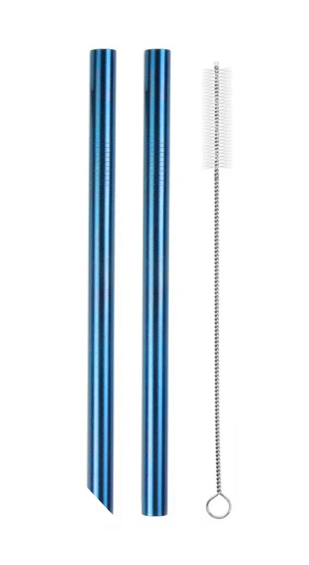 4 шт Экстра широкие 12 мм соломинки многоразовые из нержавеющей стали соломинки с чистящей щеткой Yerba mate Пузырьковые чайные соломинки для напитков - Цвет: 2pcs-blue