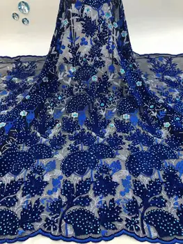 

velvet lace fabric 2020 high quality african french net lace fabric with sequins african french 3d lace for women dress
