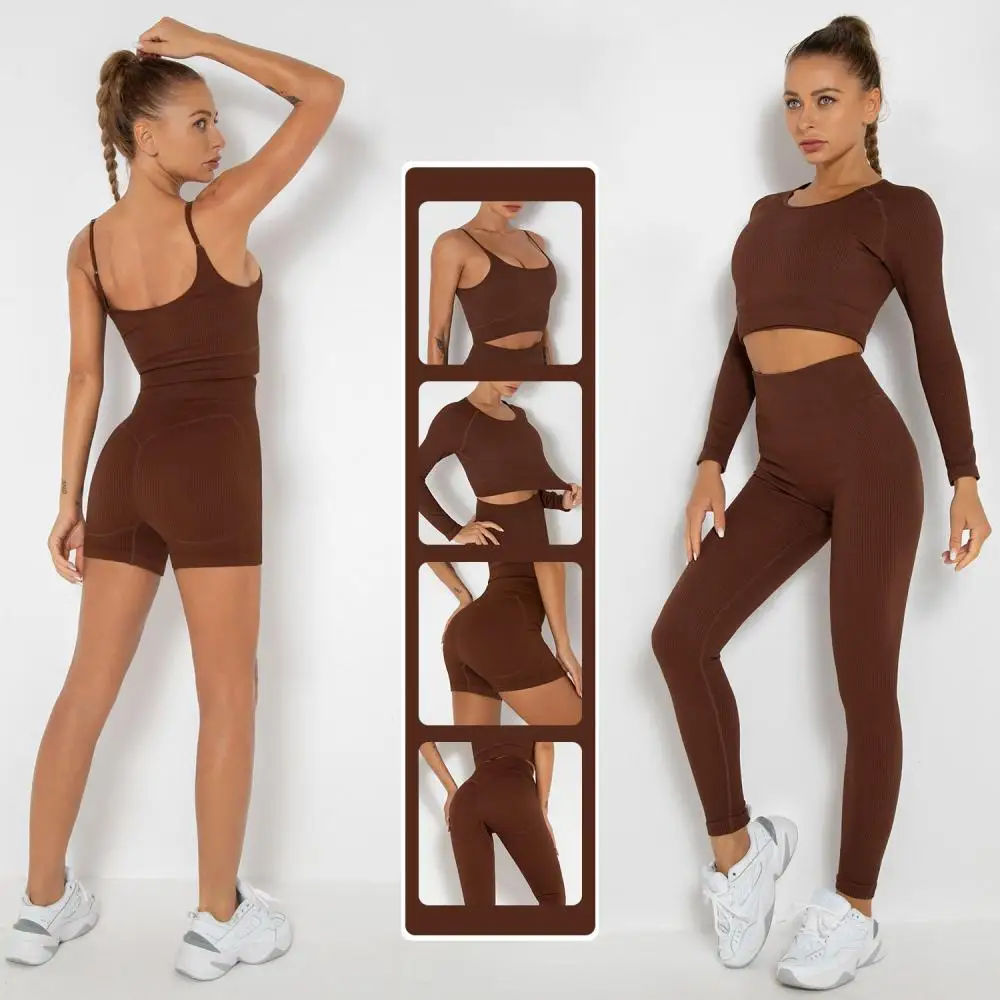 

Seamless Yoga Set Women 2 Piece Gym Clothing Outfits High Waist Leggings Sports Crop Top Push Up Tracksuit Fitness for Women