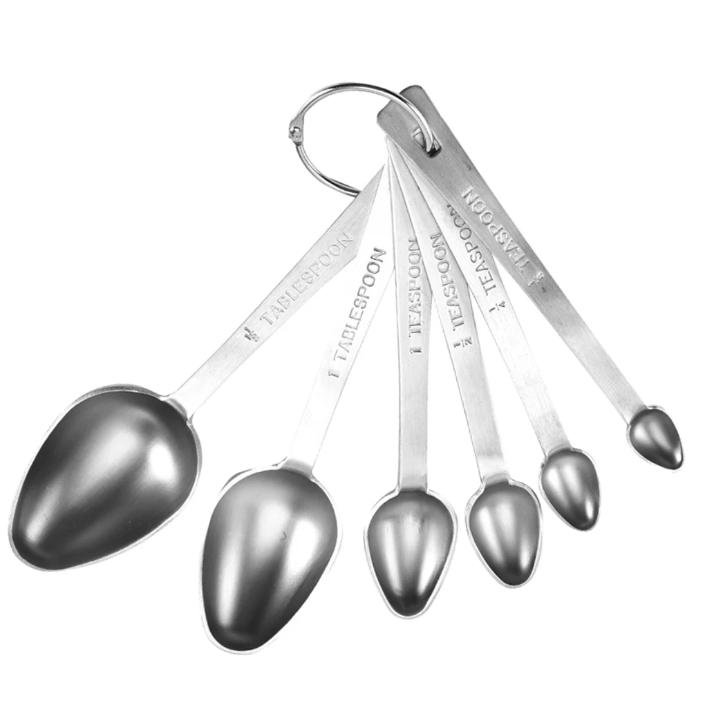 6 pcs/set Measuring Spoons Stainless Steel Baking Seasoning Measuring Scoop Home Bakery Kitchen Tool