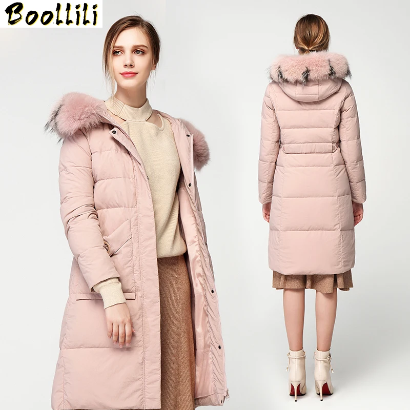 

90% White Boollili Duck Down Jacket Women Korean Winter Coat Women Puffer Jacket Women Real Raccoon Fur Collar Warm Parka