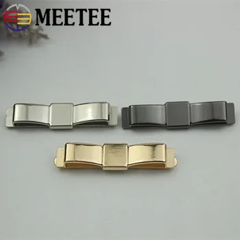 

Meetee 4/10pcs 47*7mm Metal Bow Hardware Buckles DIY Shoes Flower Bag Decoration Clip Buckle Clothing Sewing Accessories BD800