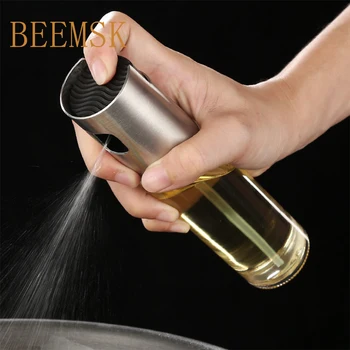 

BEEMSK Olive Oil Spray Bottle Stainless Steel Refillable Spray Empty Bottles Vinegar Mist Grill BBQ Sprayer Kitchen Tools 100ml
