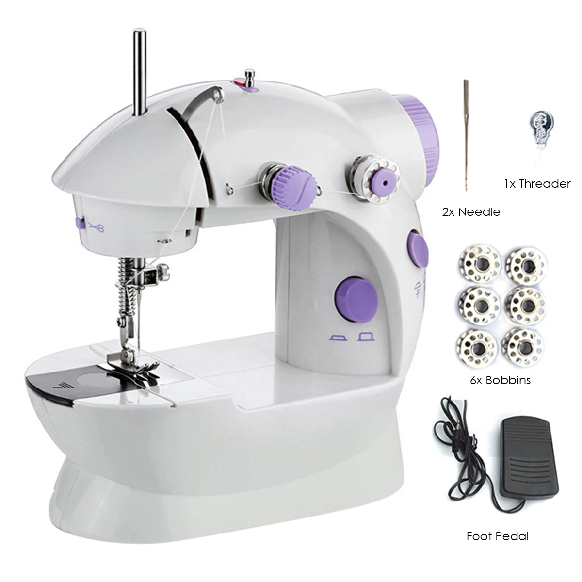 

Sewing Machine Portable Adjustable 2-Speed Crafting Sewing Machines With Foot Pedal Bobbins For Beginners Household Dropshipping