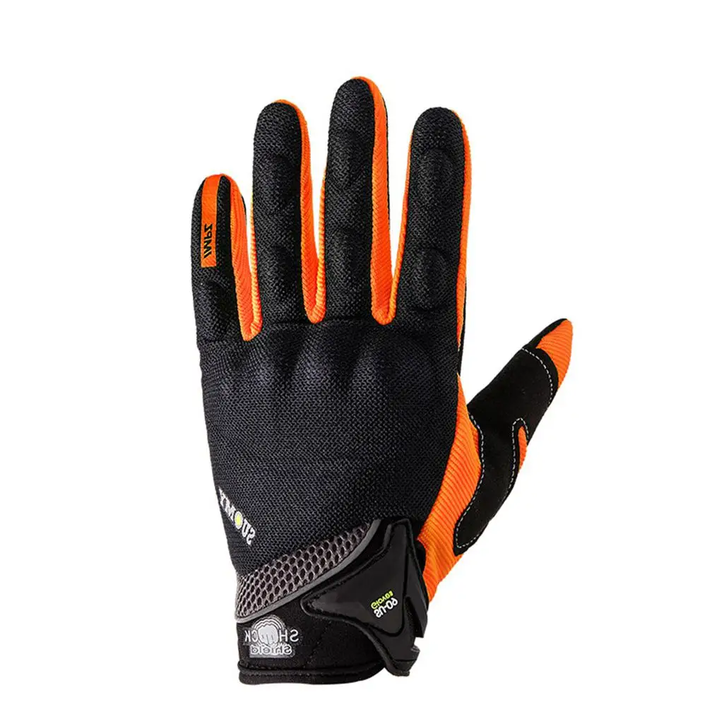 Orange M Полный палец дышащие летние перчатки для мотогонок с сенсорным экраном мужские защитные перчатки Внедорожные MTB перчатки для горного велосипеда - Цвет: Orange M